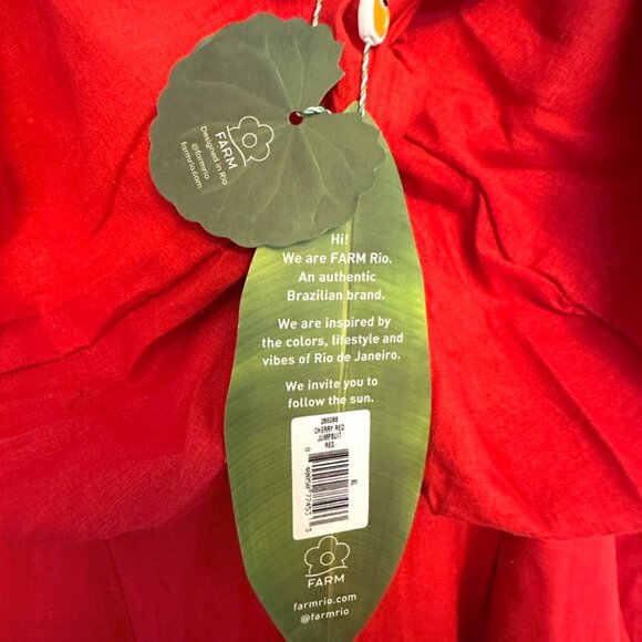 XL NWT Farm Rio CHERRY RED LINEN JUMPSUIT ROMPER- NWT - Picture 8 of 12
